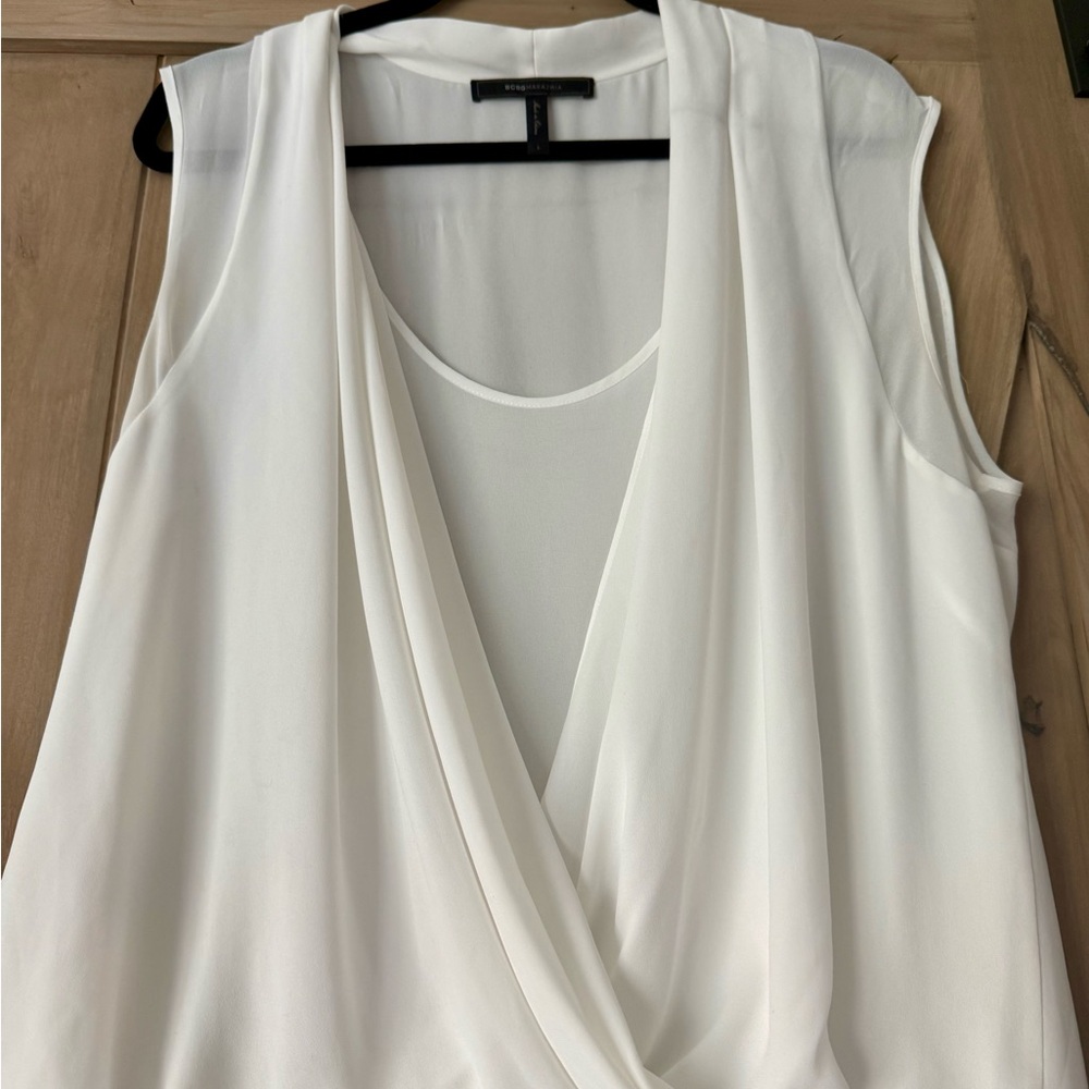 BCBGMaxAzria Ivory Drape Front Blouse - Picture 2 of 3